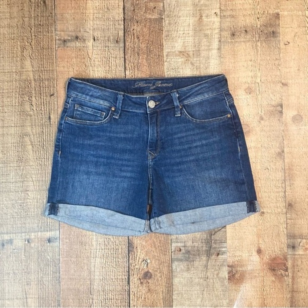 Mavi Jeans Womens Dark Wash Cuffed Denim Shorts Mid Rise Blue Size‎ 27